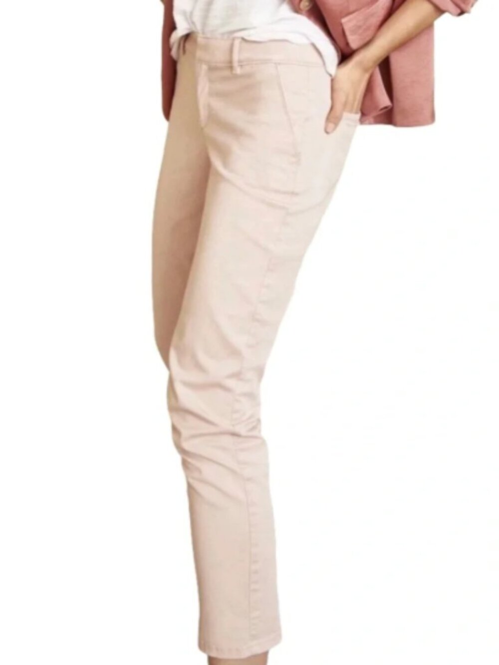 NWT LOFT Ann Taylor Marisa Skinny Ankle Pants, Pale Peach Pink - Size 12